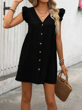 Load image into Gallery viewer, Ivy Lane Button Up V-Neck Cap Sleeve Mini Dress