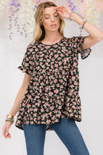Load image into Gallery viewer, Celeste Full Size Floral Ruffled Short Sleeve Blouse