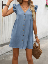Load image into Gallery viewer, Ivy Lane Button Up V-Neck Cap Sleeve Mini Dress