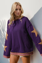 Load image into Gallery viewer, Double Take Star Patched Long Sleeve Sweatshirt