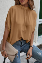 Load image into Gallery viewer, Tie Back Slit Half Sleeve Blouse