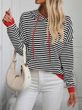 Load image into Gallery viewer, Mandy Striped Long Sleeve Hooded Knit Top