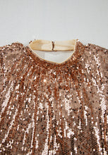 Load image into Gallery viewer, Backless Sequin Mock Neck Long Sleeve Mini Dress