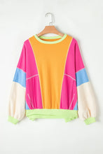 Load image into Gallery viewer, Color Block Round Neck Long Sleeve Top