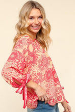 Load image into Gallery viewer, Haptics Ribbon Bow Detail Floral Round Neck Blouse