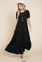 Load image into Gallery viewer, BOMBOM Short Sleeve Tiered Maxi Dress