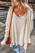 Load image into Gallery viewer, Exposed Seam Round Neck Long Sleeve Blouse
