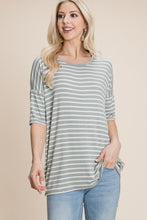 Load image into Gallery viewer, BOMBOM Striped Round Neck T-Shirt