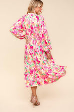 Load image into Gallery viewer, Haptics Full Size Floral Surplice Balloon Sleeve Dress with Side Pockets