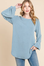 Load image into Gallery viewer, BOMBOM Long Sleeve Curved Hem Ribbed T-Shirt