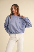Load image into Gallery viewer, Mable Round Neck Letter Embroidery Crop Sweatshirt