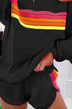 Load image into Gallery viewer, Full Size Contrast Striped Round Neck Top and Shorts Set