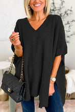 Load image into Gallery viewer, Slit V-Neck Half Sleeve Knit Top