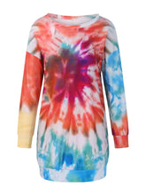 Load image into Gallery viewer, Full Size Tie-Dye Round Neck Long Sleeve Dress