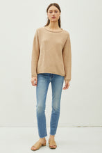Load image into Gallery viewer, Be Cool Rolled Openwork Round Neck Sweater