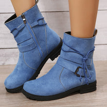 Load image into Gallery viewer, Suede Side Zip Round Toe Boots