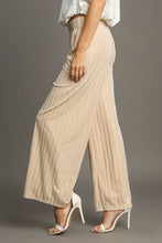 Load image into Gallery viewer, Umgee Elastic Waist Striped Wide Leg Velvet Pants
