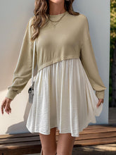 Load image into Gallery viewer, Perfee Contrast Round Neck Long Sleeve Mini Dress