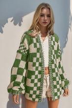 Load image into Gallery viewer, Double Take Full Size Open Front Checkered Drop Shoulder Cardigan