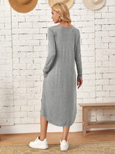 Load image into Gallery viewer, Pocketed Round Neck Long Sleeve Tee Dress