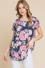 Load image into Gallery viewer, BOMBOM Floral Round Neck Short Sleeve T-Shirt