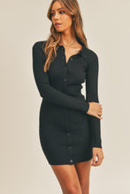 Load image into Gallery viewer, Mable Button Up Ribbed Mini Shirt Dress