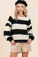 Load image into Gallery viewer, Mittoshop Striped Snap Shoulder Long Sleeve T-Shirt