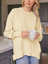 Load image into Gallery viewer, Slit Round Neck Dropped Shoulder Sweater