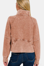 Load image into Gallery viewer, Zenana Acid Washed Half Zip Fleece Sweatshirt