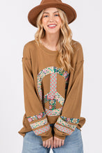Load image into Gallery viewer, SAGE + FIG Peace Applique Patch Long Sleeve Top