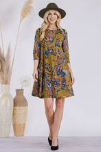 Load image into Gallery viewer, Celeste Full Size Paisley Print Round Neck Dress with Pockets