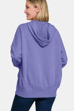 Load image into Gallery viewer, Zenana Half Snap Long Sleeve Hoodie with Kangaroo Pocket