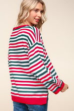 Load image into Gallery viewer, Haptics Full Size Striped Contrast Side Slit Knit Top