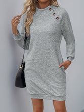 Load image into Gallery viewer, Perfee Texture Mock Neck Long Sleeve Mini Dress