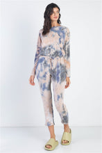 Load image into Gallery viewer, Cherish Apparel Tie-Dye Round Neck Long Sleeve Jumpsuit
