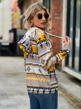 Load image into Gallery viewer, Geometric Zip Up Long Sleeve Hooded Jacket