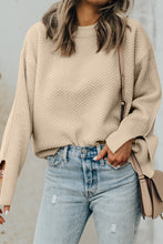 Load image into Gallery viewer, Textured Round Neck Long Sleeve Sweater