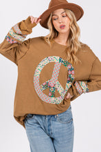 Load image into Gallery viewer, SAGE + FIG Peace Applique Patch Long Sleeve Top