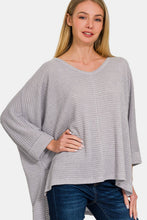 Load image into Gallery viewer, Zenana Waffle Knit V-Neck Long Sleeve Slit Top