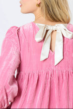 Load image into Gallery viewer, Tied Round Neck Flounce Sleeve Mini Dress