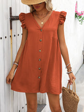 Load image into Gallery viewer, Ivy Lane Button Up V-Neck Cap Sleeve Mini Dress