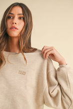 Load image into Gallery viewer, Mable Round Neck Letter Embroidery Crop Sweatshirt