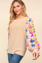 Load image into Gallery viewer, Haptics Floral Sequins Mesh Flounce Sleeve Sweater