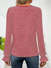 Load image into Gallery viewer, Striped Square Neck Flounce Sleeve Top