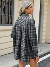 Load image into Gallery viewer, Pocketed Plaid Collared Neck Long Sleeve Shirt