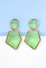 Load image into Gallery viewer, Geometrical Shape Zinc Alloy Frame Resin Dangle Earrings