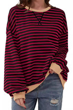 Load image into Gallery viewer, Striped Round Neck Long Sleeve Sweatshirt