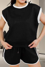 Load image into Gallery viewer, Contrast Trim Round Neck Top and Shorts Set