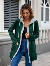 Load image into Gallery viewer, Drawstring Long Sleeve Hooded Jacket