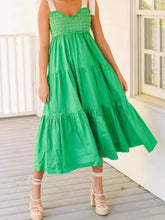 Load image into Gallery viewer, Tiered Tie Shoulder Midi Cami Dress